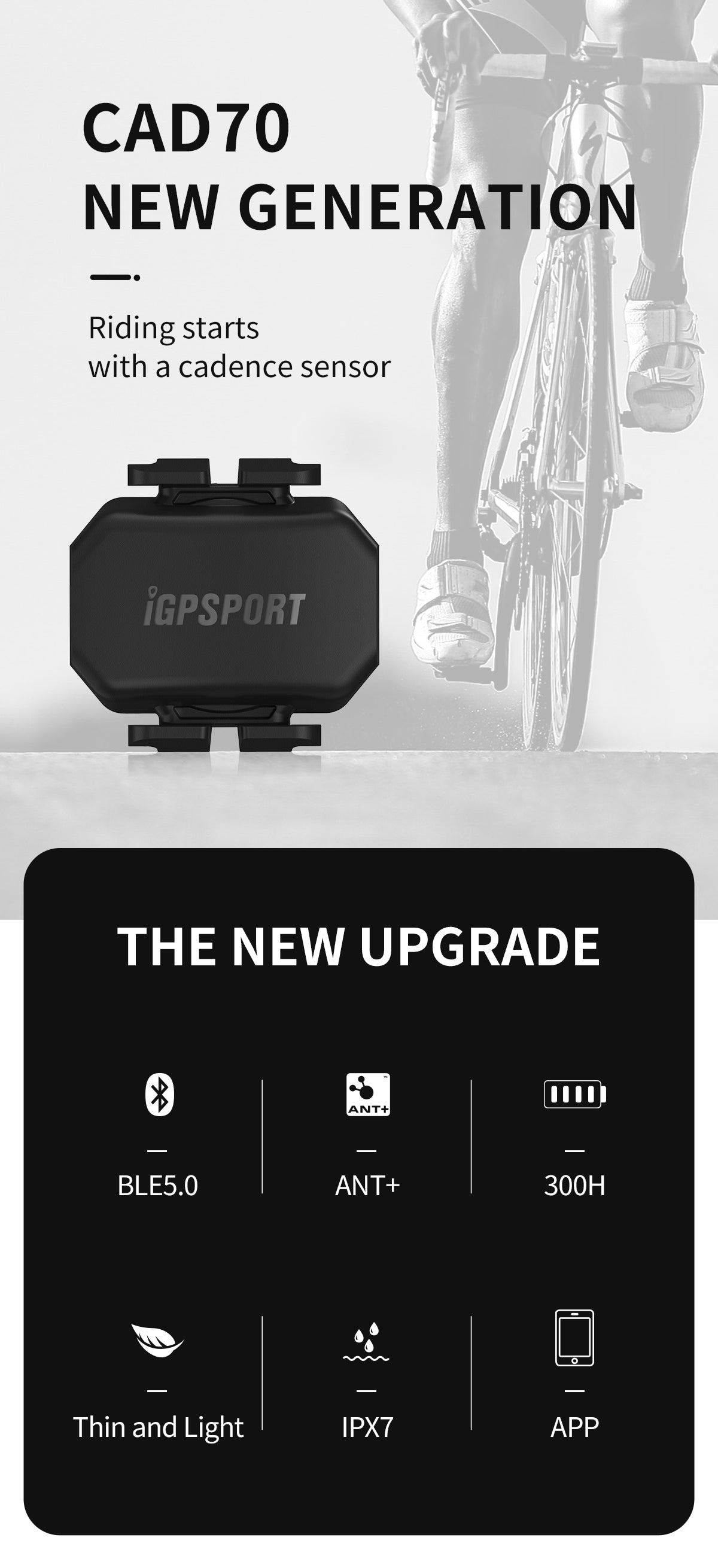 Capteur de cadence vélo iGPSPORT CAD70