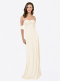 Light Champagne A-Line Strapless Sweetheart Off the Shoulder Long Chiffon Bridesmaid Dress Jamila