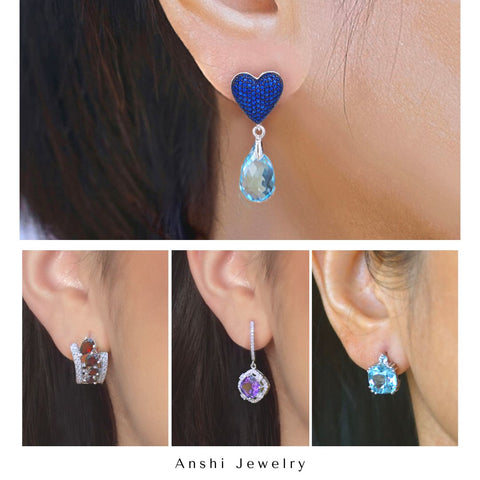 Silver earrings, gemstone earrings, wholesale silver jewelry - anshi silver jewelry