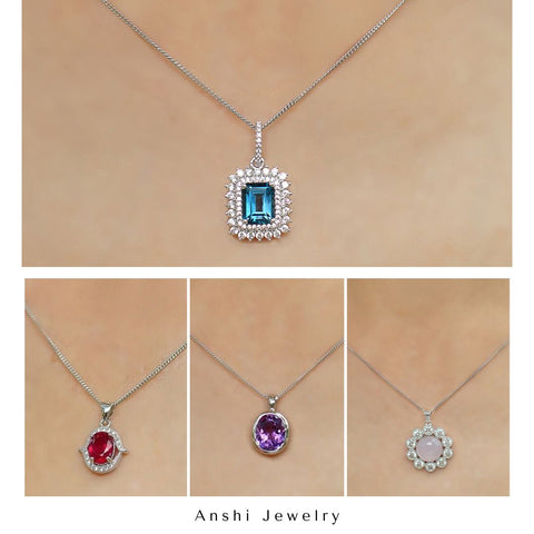 silver necklace, gemstone necklace, silver jewelry, silver jewelry wholesale - anshi silver jewelry