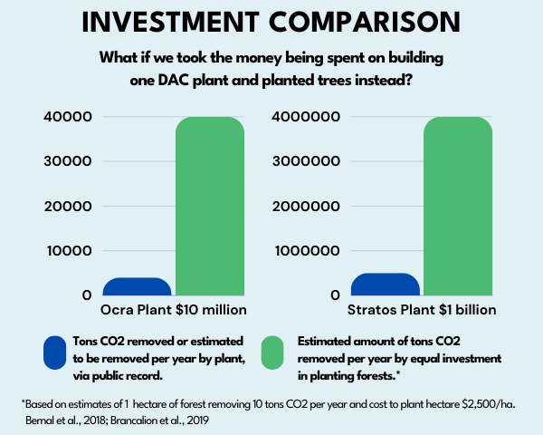 Direct air capture vs reforestation cost efficiency comparison Bold Botanica