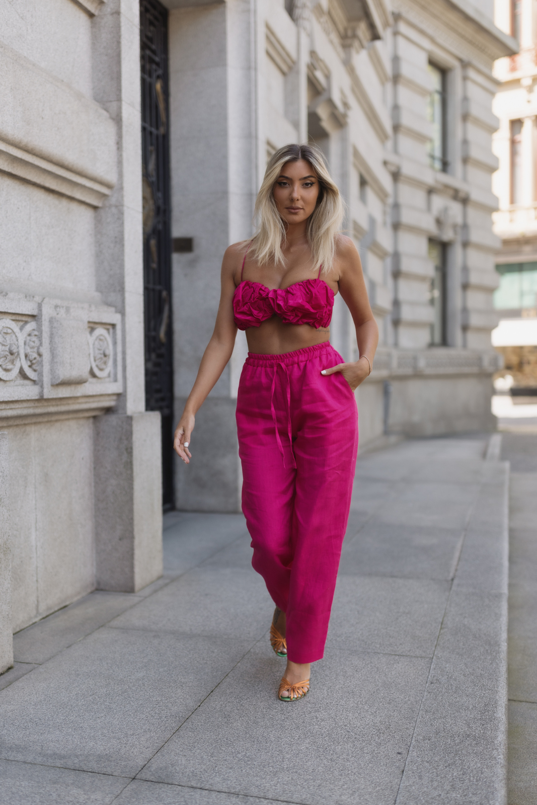 PANTALON LINO FUCSIA KAOÂ