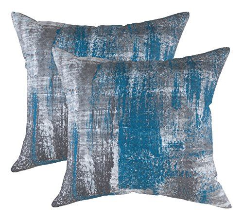 Home Brilliant Throw Pillows for Couch 18x18 Pillow Covers Set of 2 Color  Blue Supersoft Textured Velvet Accent Pillowcases for Girl Dorm Sofa, 45 cm