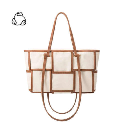 Caramel Brigitte Large Vegan Leather Woven Hobo Bag