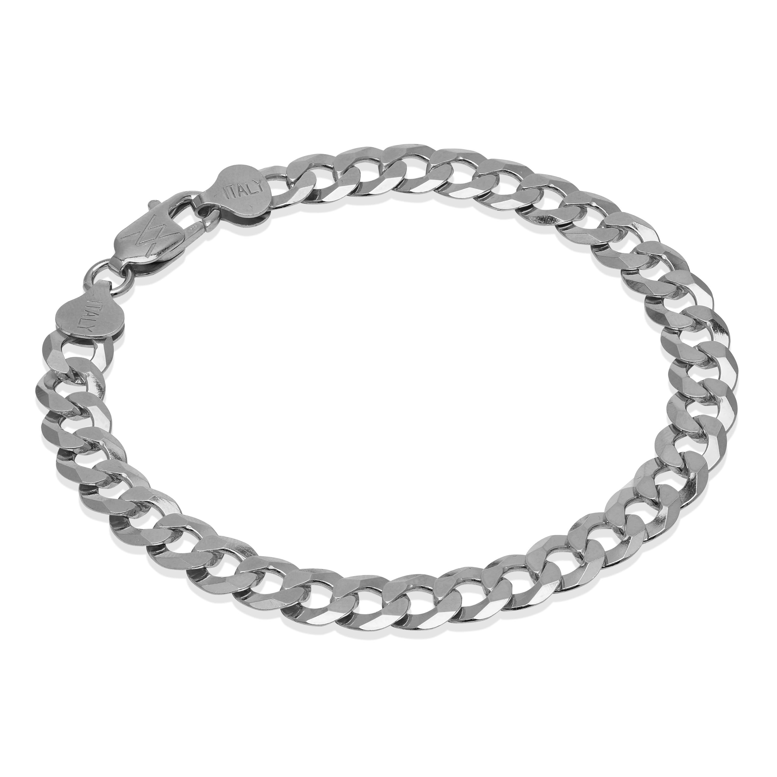 Cordoba Curb Super Flat Link Bracelet (Rhodium) 8 mm