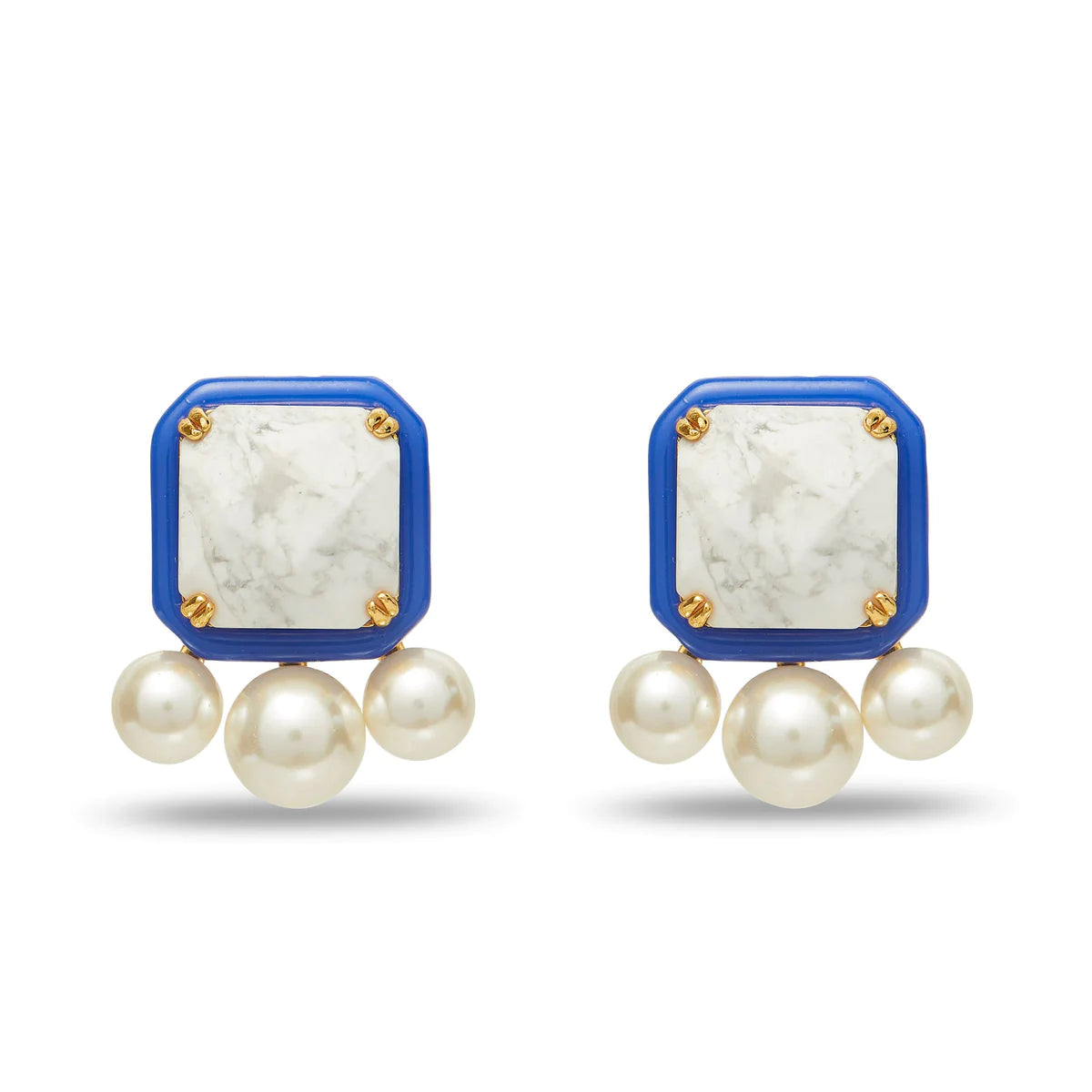 COBALT PADDLE BUTTON EARRINGS