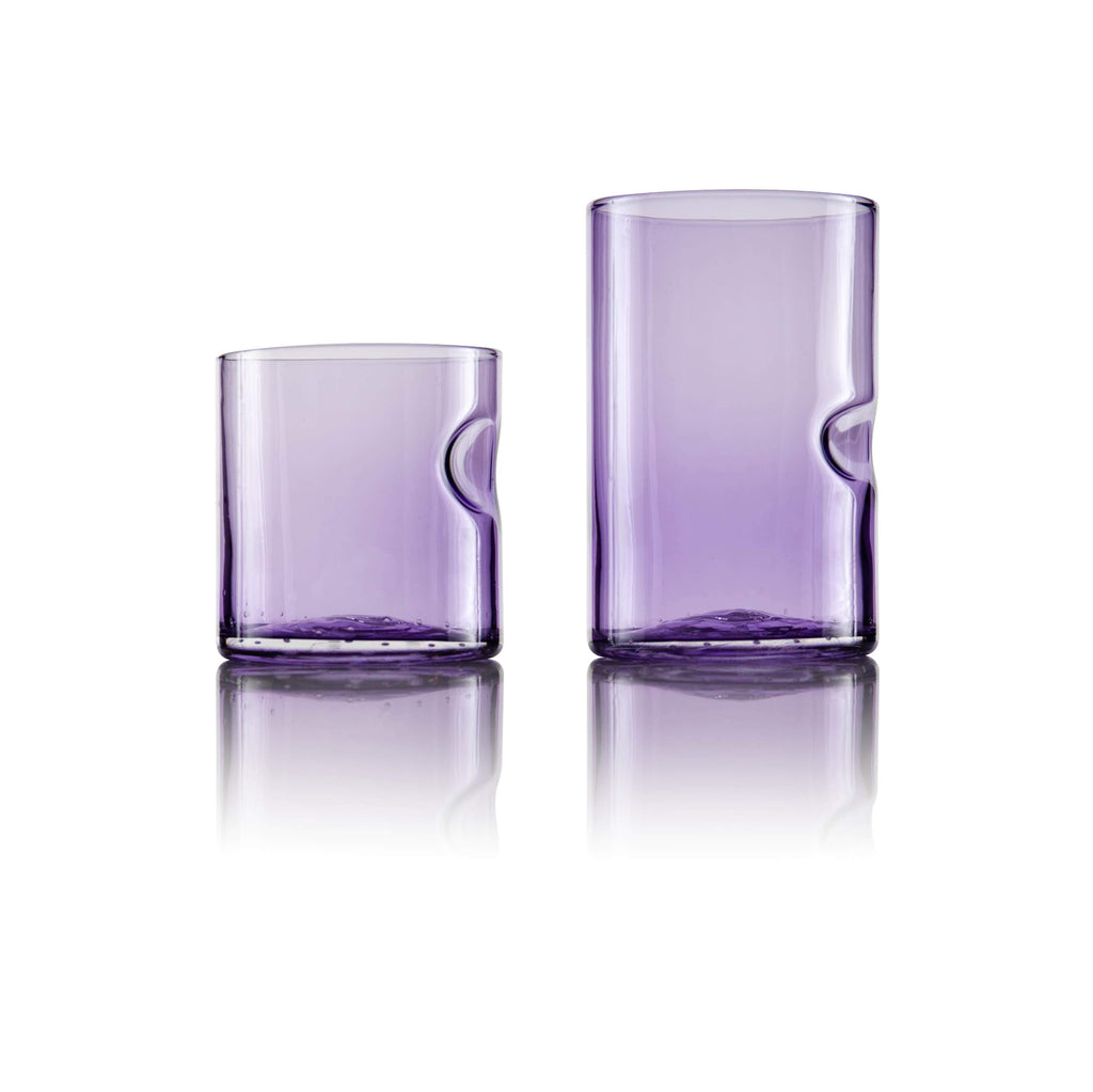 purple water glasses