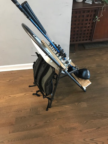 early prototype of golf club backpack