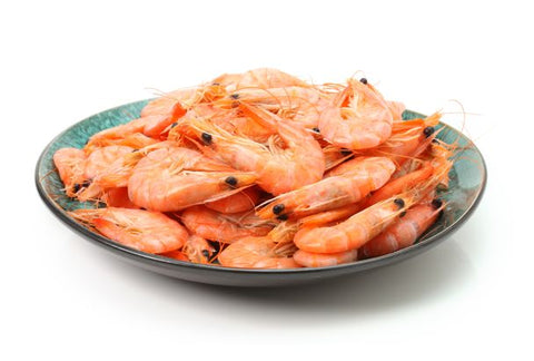 Whole shrimp on plate