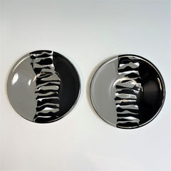 black, grey and white channel bowls