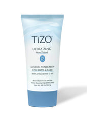TiZO Ultra Zinc Non-Tinted SPF 40 moisturizing mineral sunscreen tube on white background