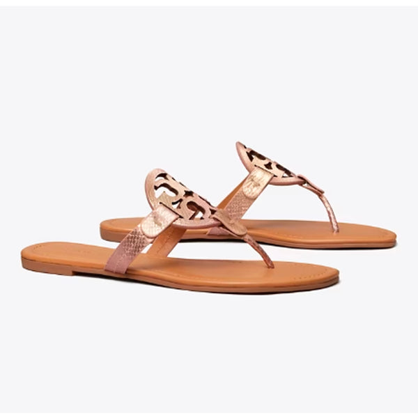 Tory Burch- Miller Embossed Leather Sandal - Coral – Amreki