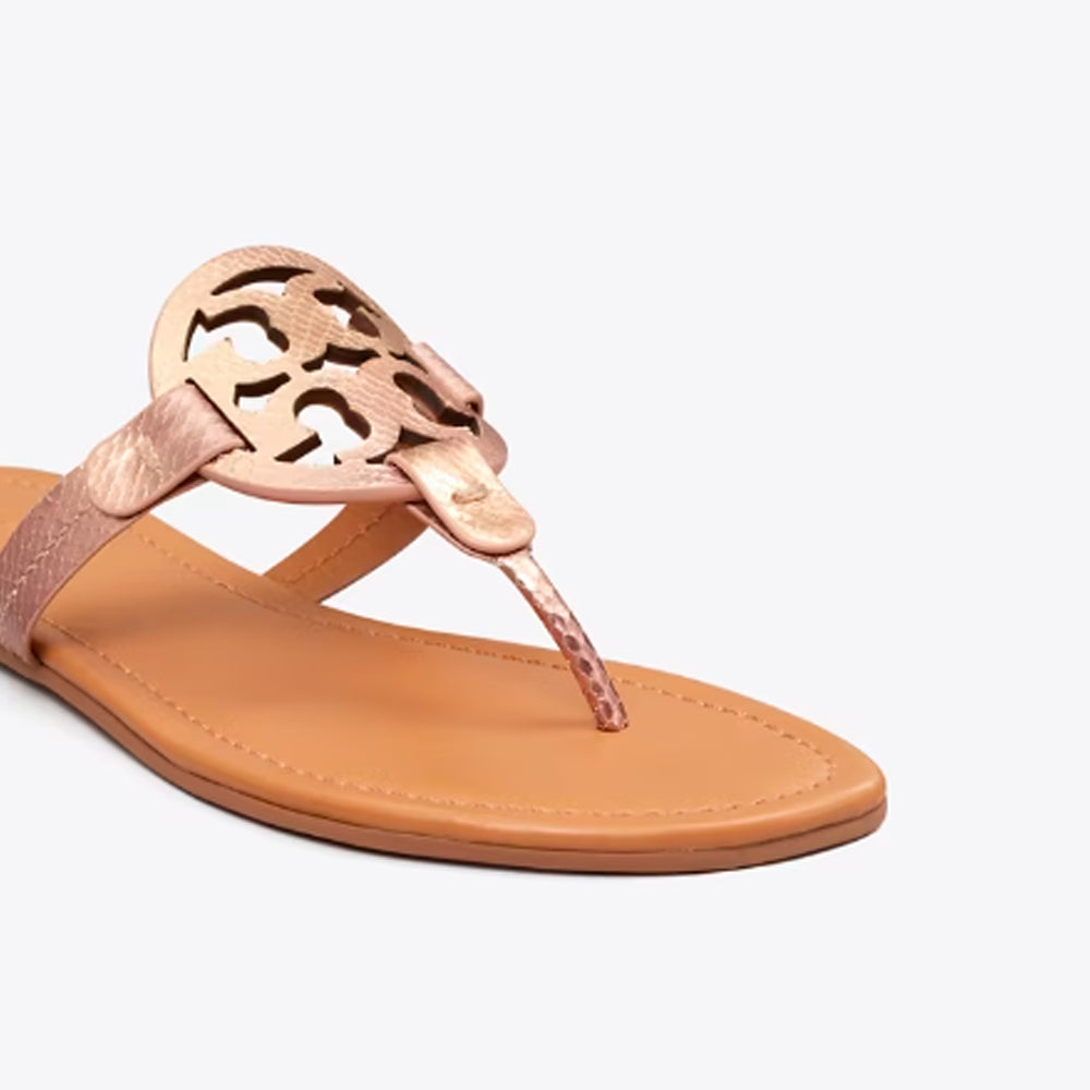 Tory Burch- Miller Embossed Leather Sandal - Coral – Amreki