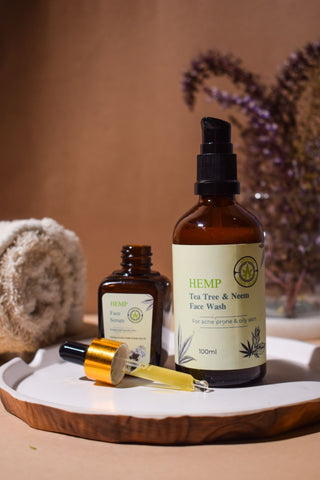 hemp face wash and face serum