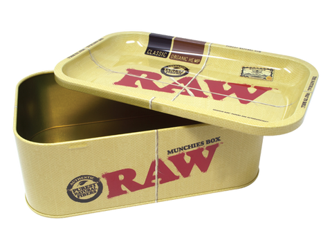 RAW SPIRIT BOX Wooden Rolling Tray Box With Cones, Papers and Tips Set 