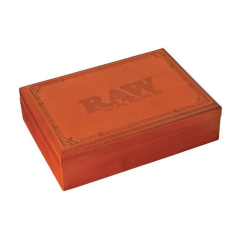 RAW SPIRIT BOX Wooden Rolling Tray Box With Cones, Papers and Tips Set 