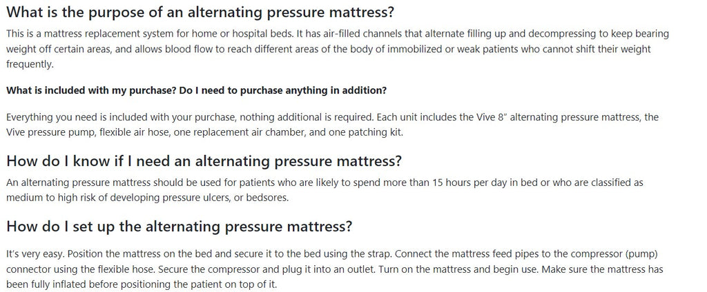 Vive 8 Alternating Pressure Mattress