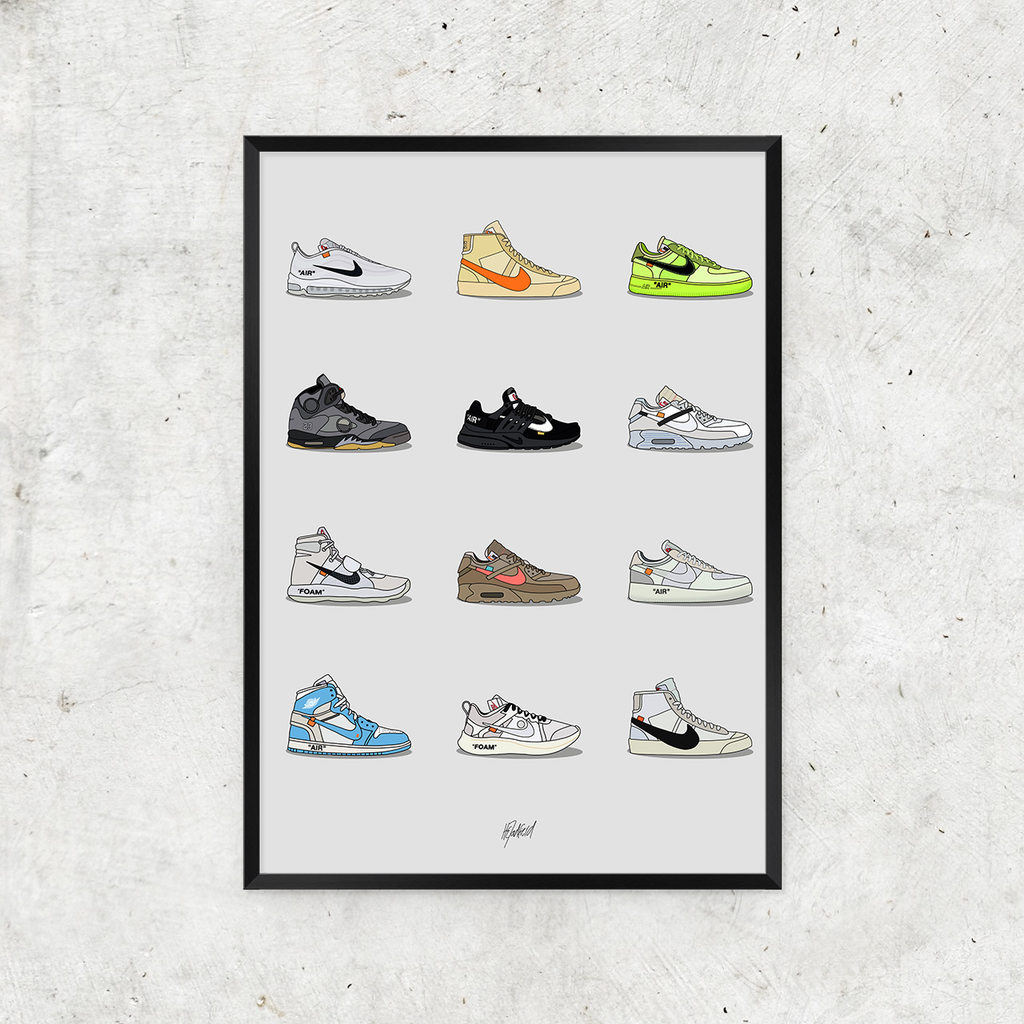 Off-White Nike Sneaker Collection Wall Art Illustration Poster – Above the Gods US