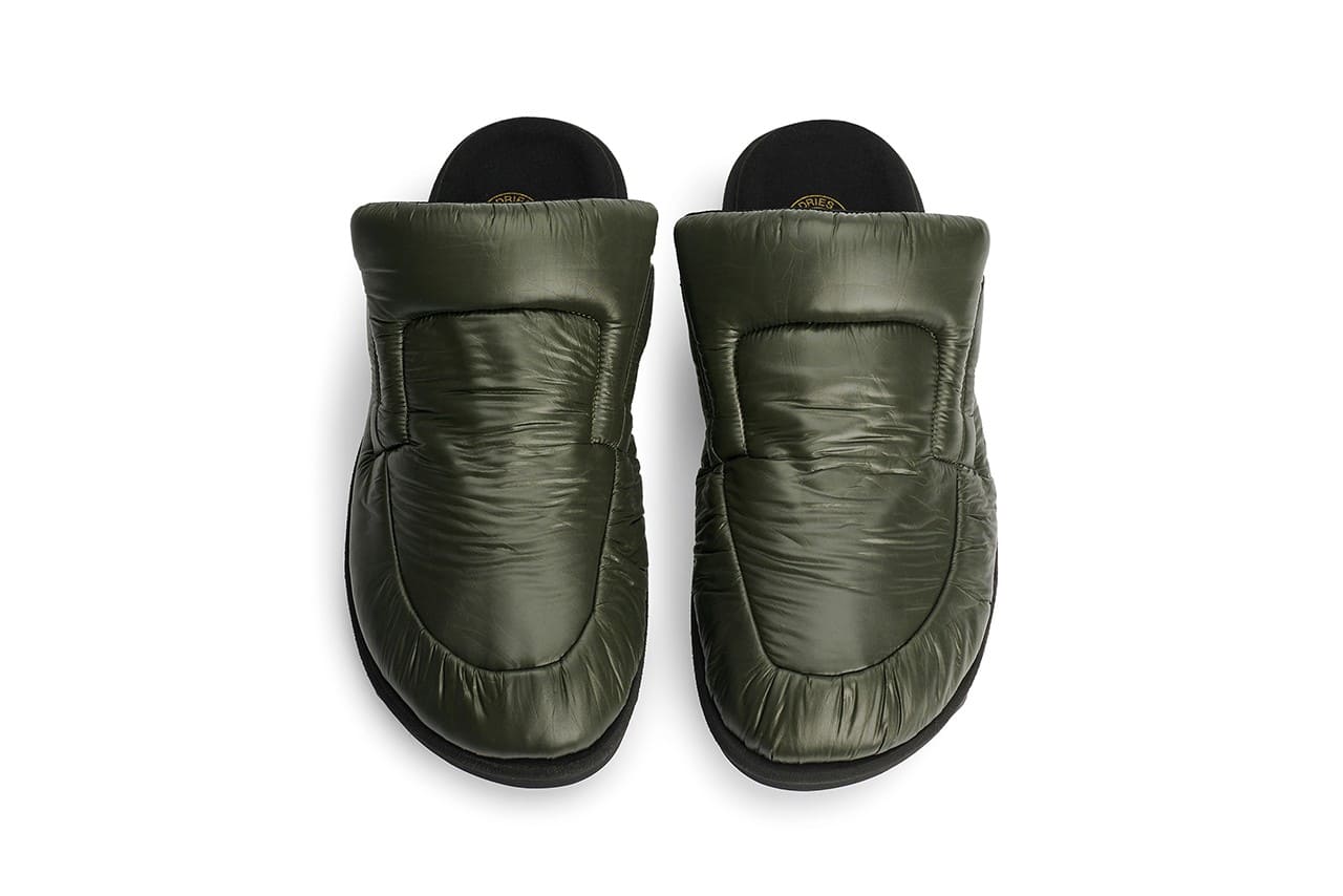 dries van noten padded nylon backless mules shoes sneakers fall winter 2021 collection comfy birds tee temple olive green t-shirt t shirt love paranoid love/paranoid streetwear fashion wear bird designer