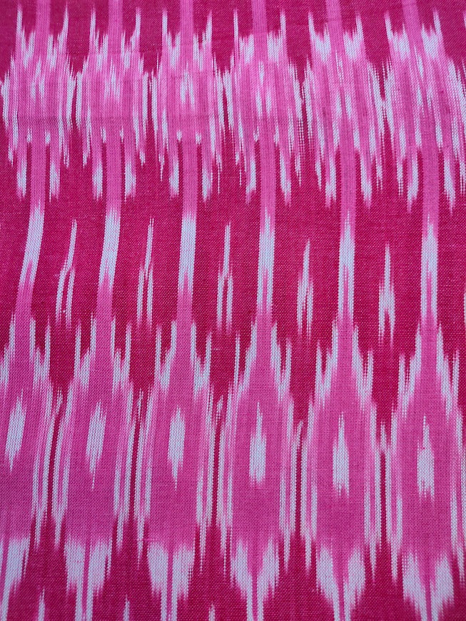Violet Red and Off-White Cotton Ikat Printed Fabric