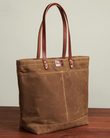 ARTIFACT - Zipper Tote in Rust Wax Canvas with Bourbon Leather (Medium)