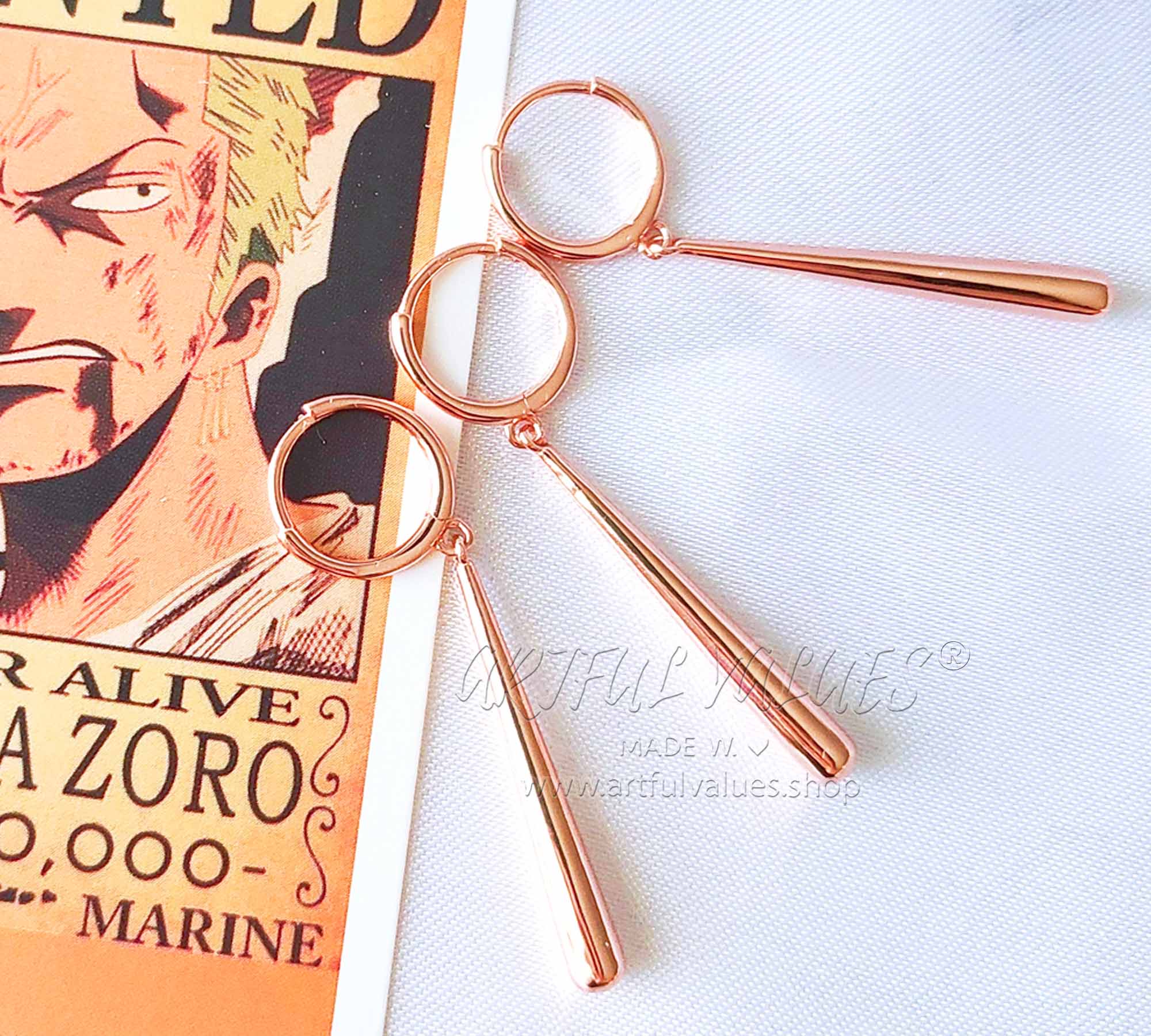 Roronoa Zoro earrings rose gold