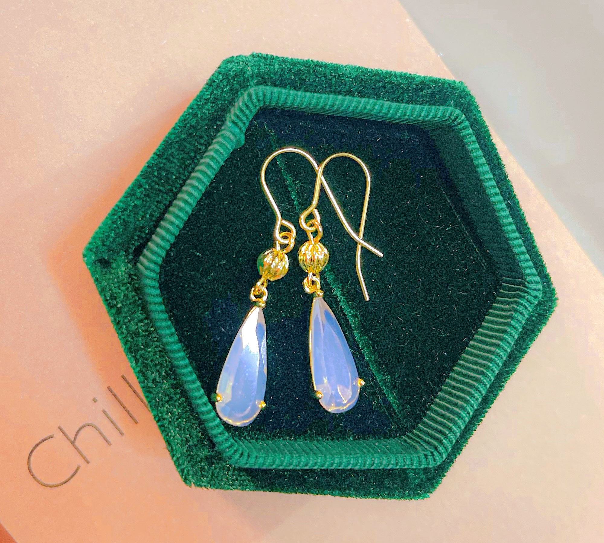 White Opal Teardrop Earrings