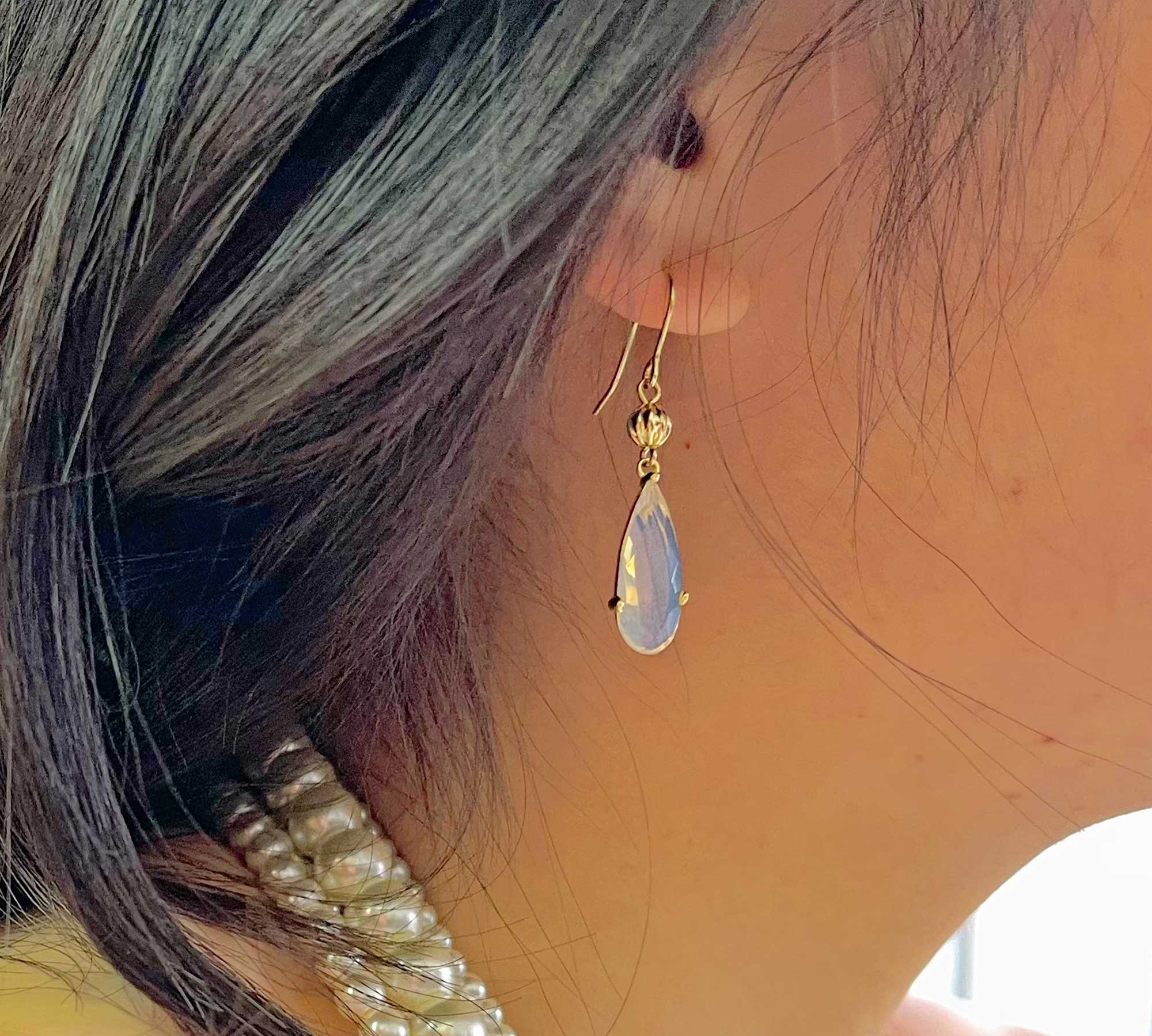 White Opal Teardrop Earrings