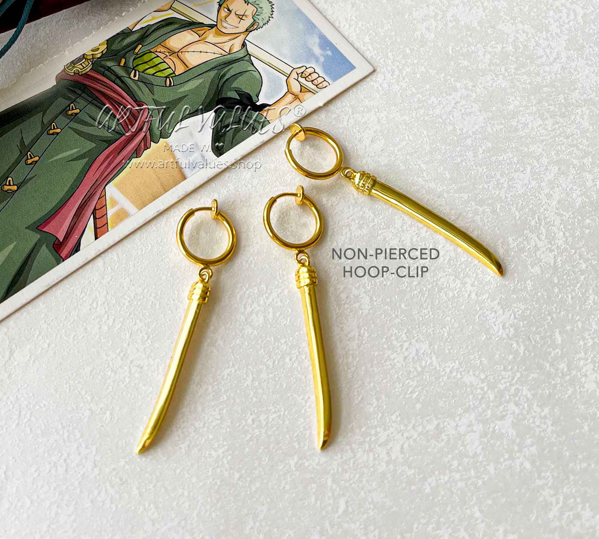 Roronoa Zoro 3 Blades Sword Earrings by Artful Values