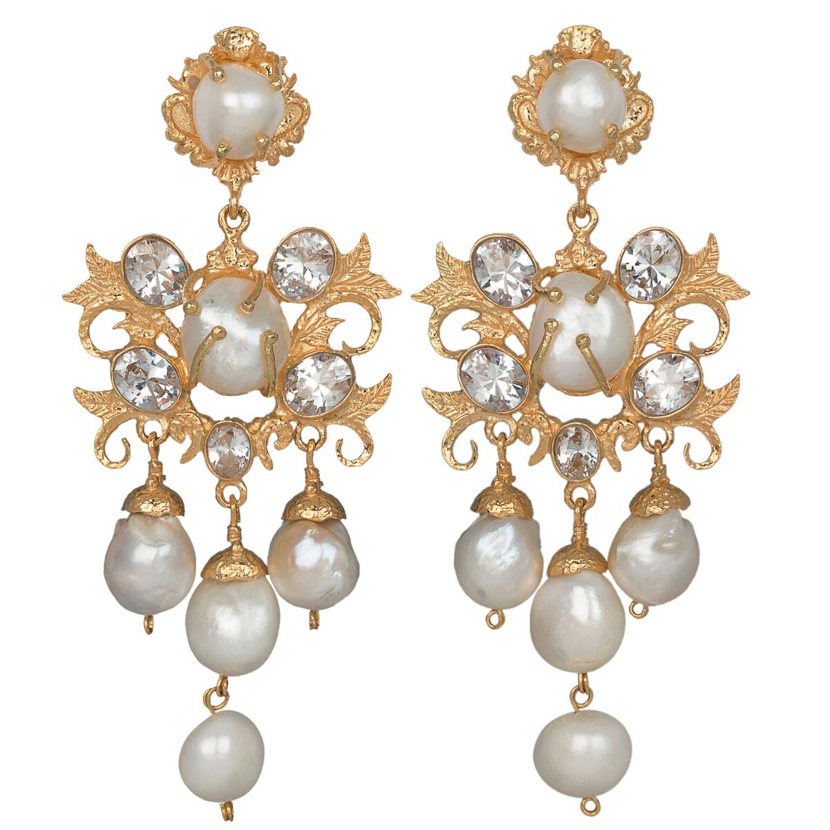 Ariadne Earrings Gold/Crystal | Christie Nicolaides