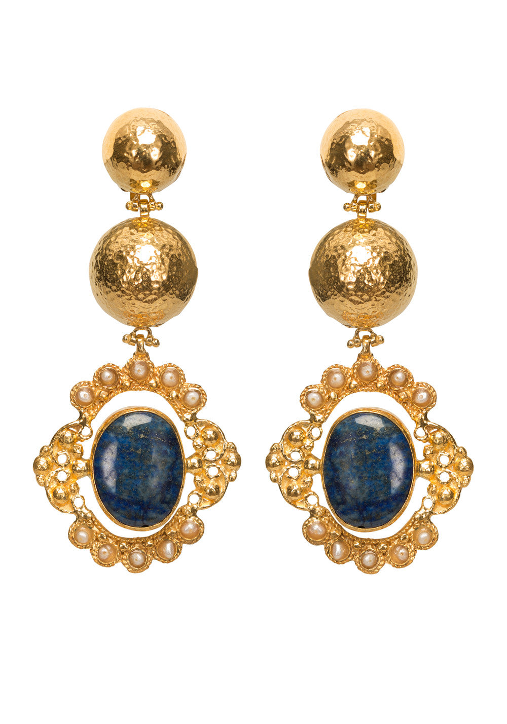 Paloma Earrings Gold & Lapis | Christie Nicolaides