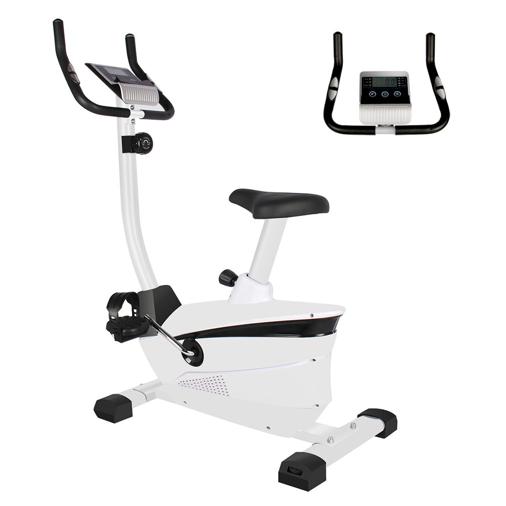 

Upright Magnetic Resistance Exercise Bike Cardio Workout Bike Training With LCD Displaylse Rate Monitoring White