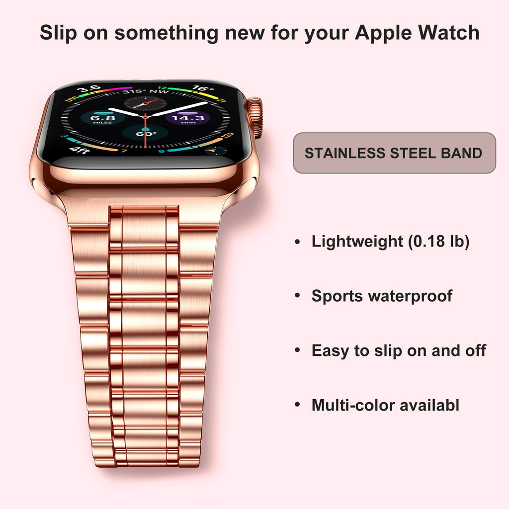 bracelet en acier inoxydable or rose pour montre apple