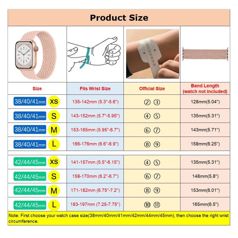 braided solo loop wrist size mesurement