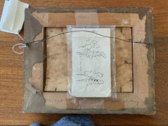 Back of the original frame with sketchbook attached