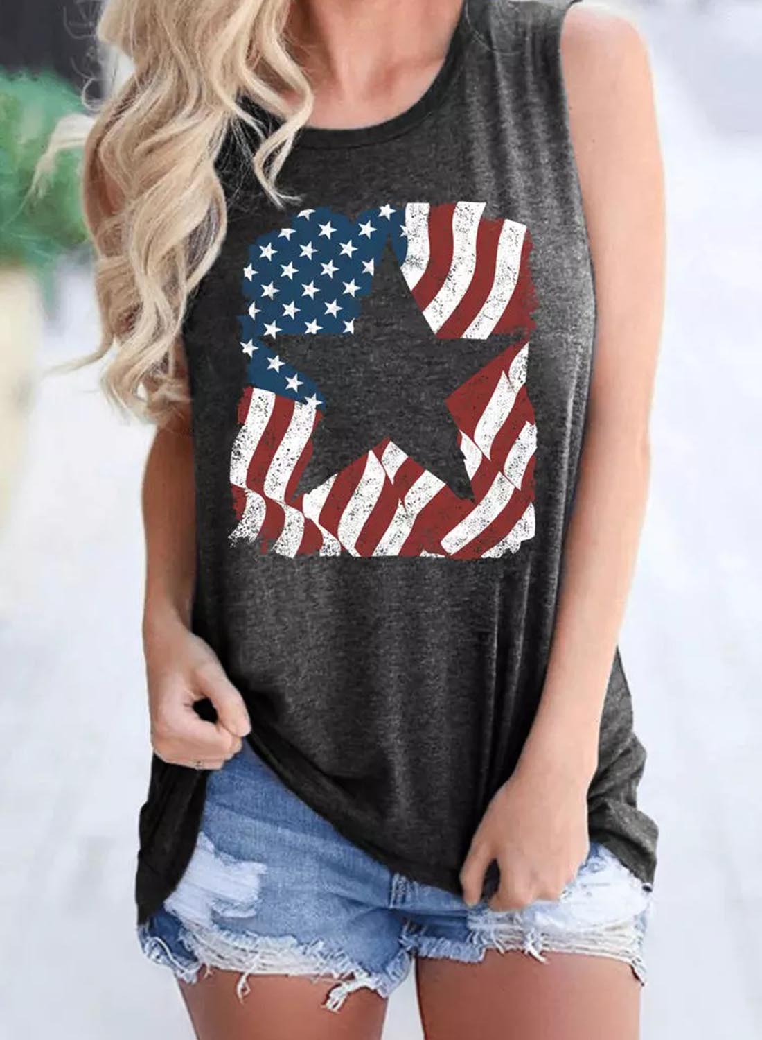 Women's Tank Tops Flag Print Top