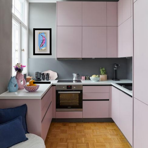 Cucina rosa pop e moderna