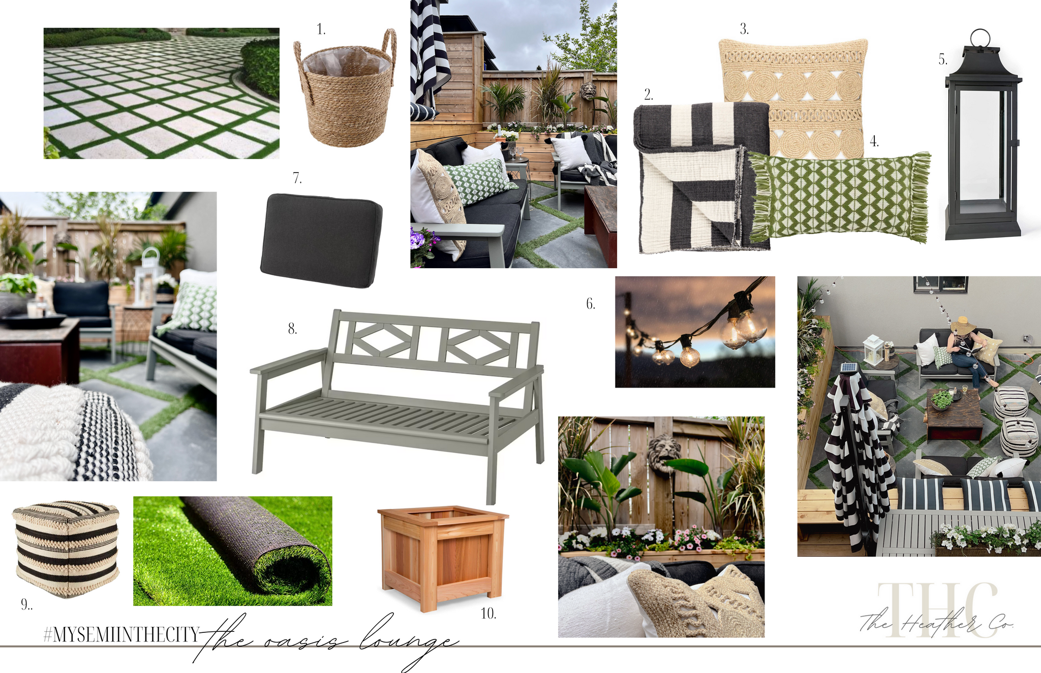 Design Inspiration for Outdoor Decor of Outdoor Livingroom with diamond pavers and artificial grass like Chris loves Julia