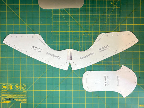 The Sneaker Templates laid out on a cutting mat.