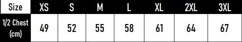 TeeJay Mountain Fleece Size Chart