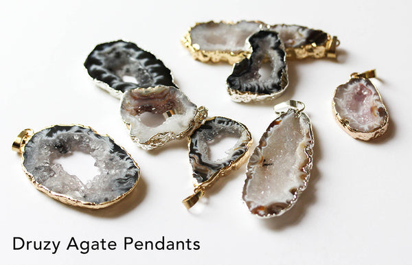 Dakota Stones Gemstone Druzy Agate Pendants