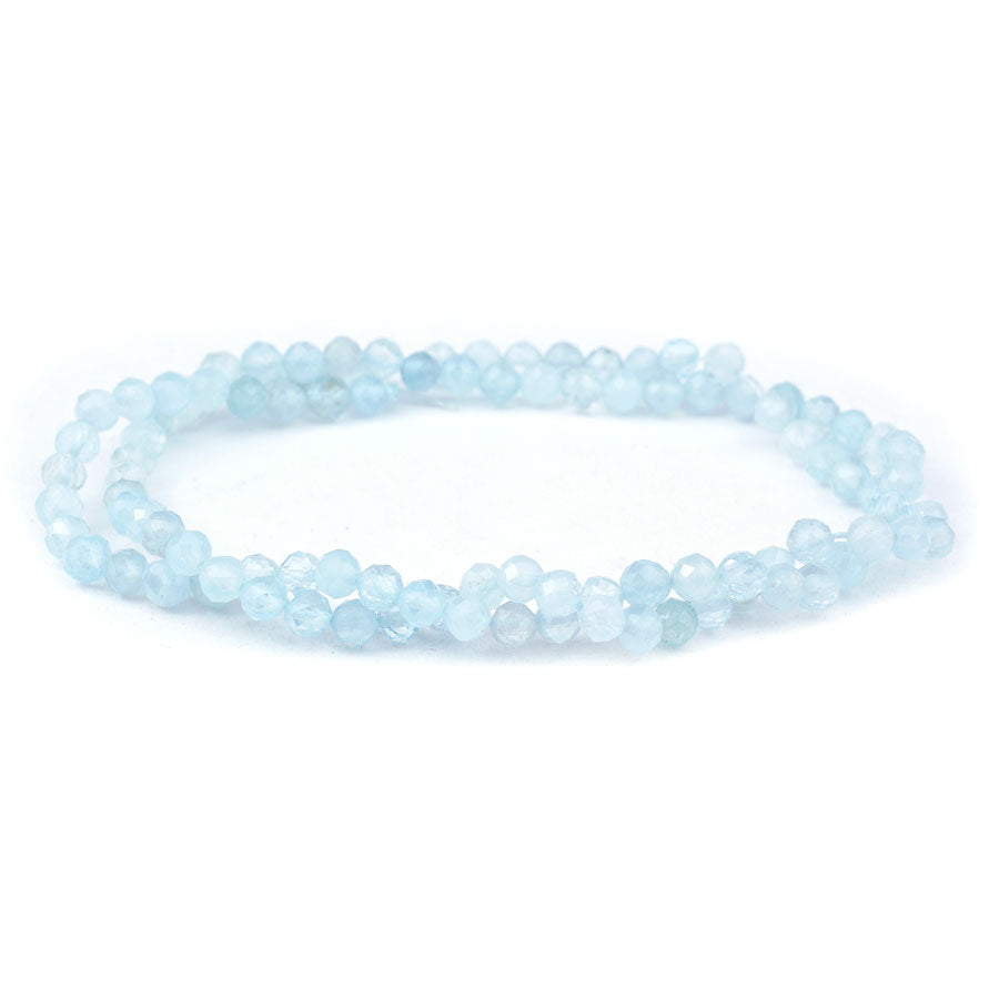 Aquamarine Natural 4mm Faceted Round AAA Grade - 15-16 Inch