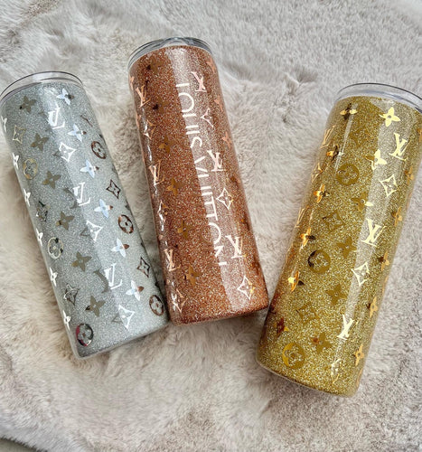 LV tumblers, Louis Vuitton tumblers, glitter tumblers, mommy and