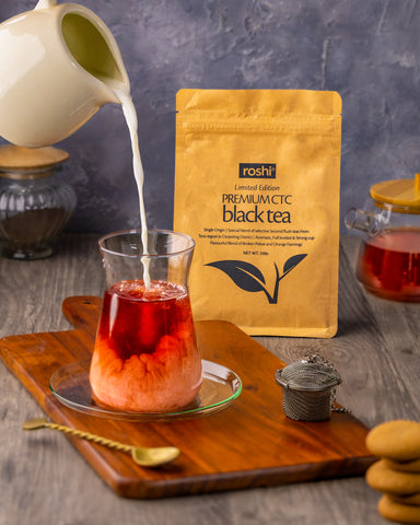 With the expertise of producing teas since 1936, Roshi is introducing you to the most flavorful cup of chai ever! We guarantee the quality, aroma and rich taste of this limited edition hand-picked teas, made with a high fine leaf percent to ensure a great tasting experience. So go ahead and upgrade your Chai Routine!