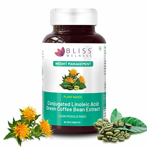 Bliss Welness Slim Bliss Gold CLA+ GCB Extract Weight Management Muscle Build | 50%(Green Coffee Bean Extract + CLA | Metabolism Appetite Control | Lean Muscle Health Supplement