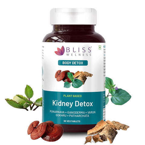 Bliss Welness Kidney Detox Cleanse Purifier | Gokhru Patharchata Ganoderma | Urinary Tract Infection (UTI) Kidney Stone Dissolution Herbal Supplement