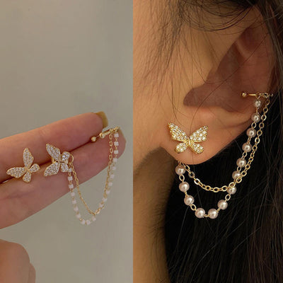 Gold Leaves Ear Cuff Black Non-Piercing Ear Clip Earrings for Women Men Fake Cartilage Earring Cuff Trend Jewelry Wholesale