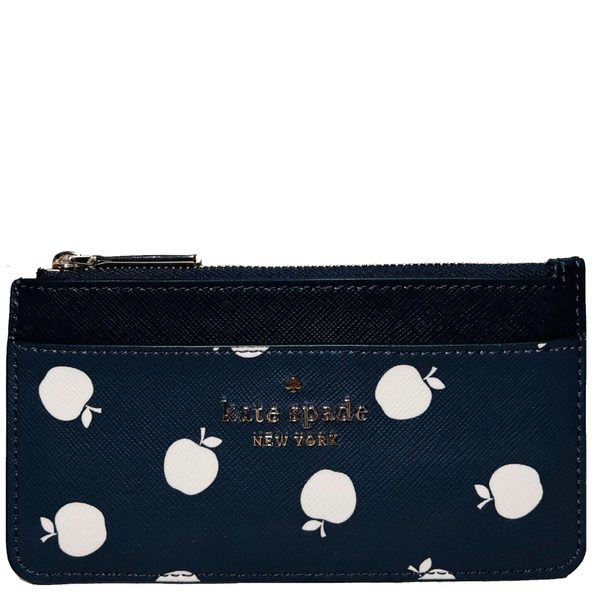 KATE SPADE LARGE SLIM CARD HOLDER ORCHARD TOSS APPLE BLAZER BLUE K8307 –  