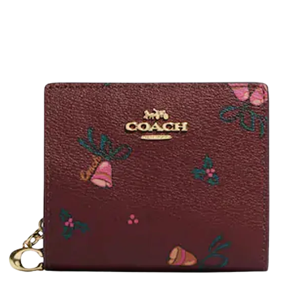 Coach] Outlet Signature Monogram Print Snap Bifold Wallet CF522