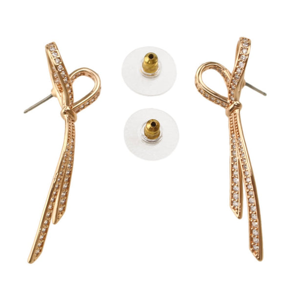 KATE SPADE ALL TIED UP PAVE DROP EARRINGS CRYSTAL GOLD K6911 –  